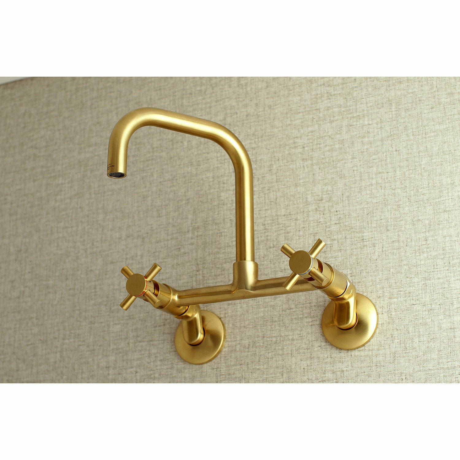 Kingston Sona KS413SB - Concord Two-Handle 2-Hole Wall Mount Kitchen Faucet, Brushed Brass — thumbnail 2